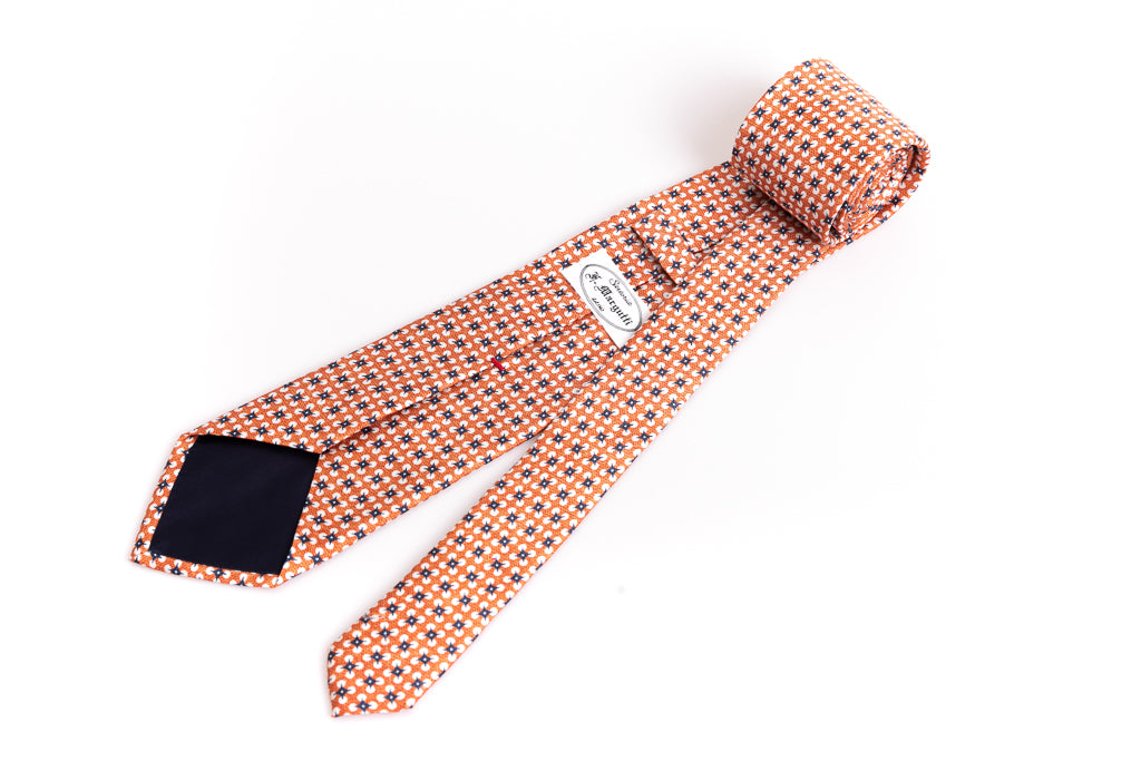 Orange tie with pure silk pattern