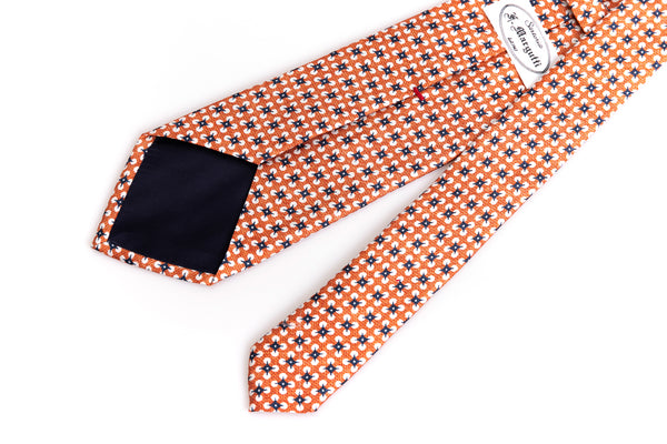 Orange tie with pure silk pattern