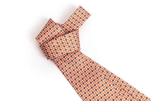 Orange tie with pure silk pattern