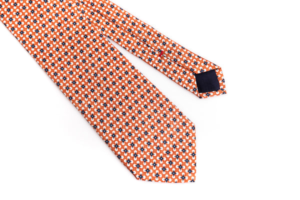 Orange tie with pure silk pattern
