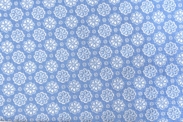 Light blue tie with embroidered flowers pure silk