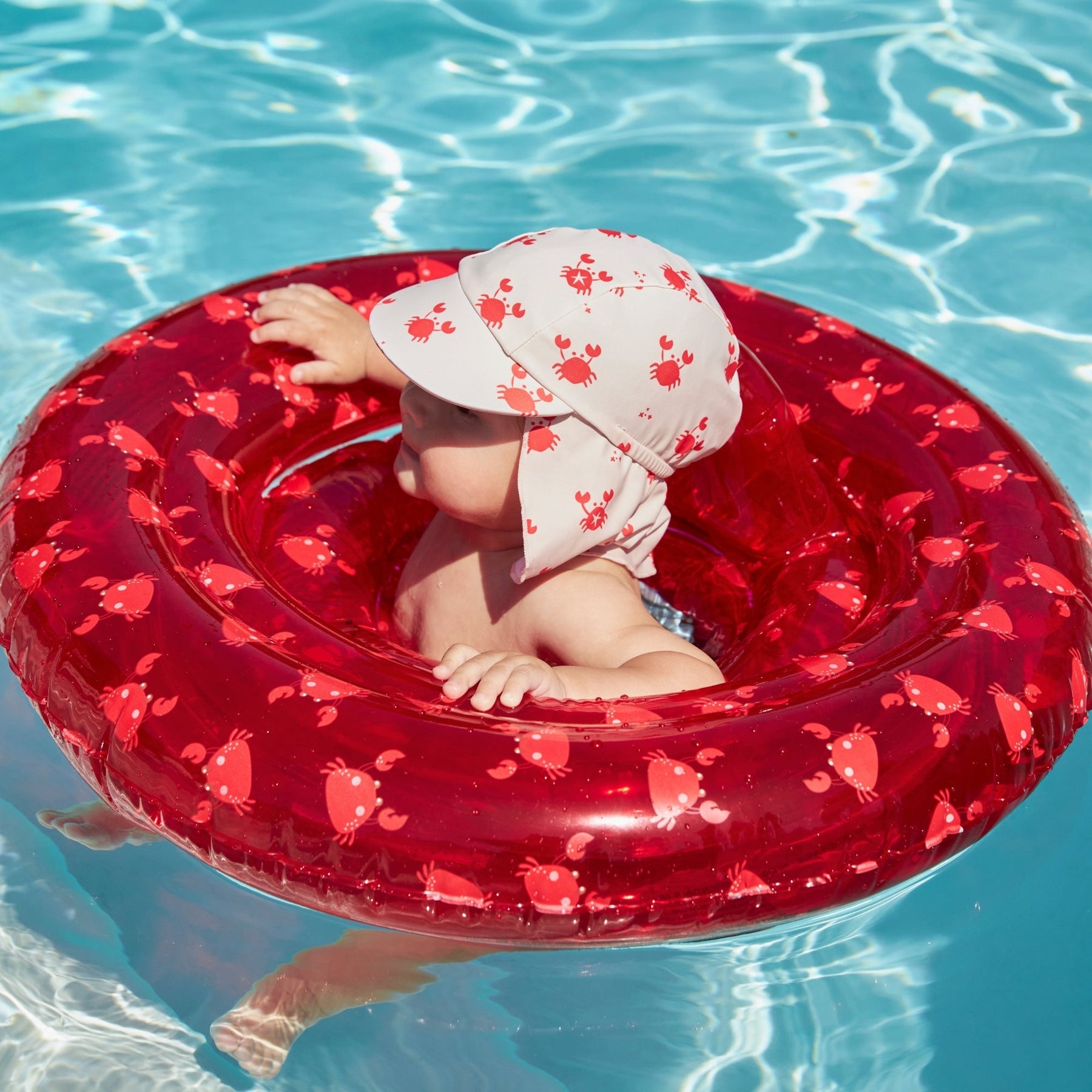 Crabby | Beige/Red UV Sun Cap