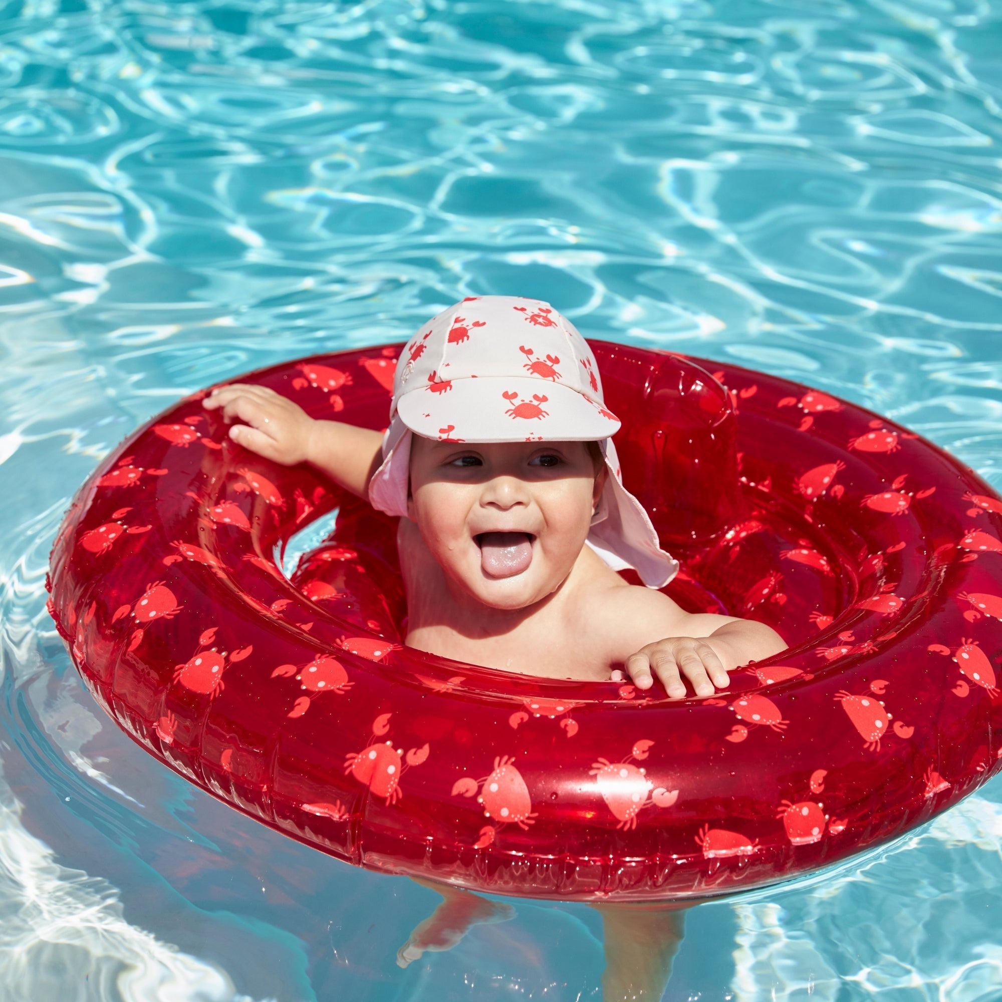 Crabby | Beige/Red UV Sun Cap