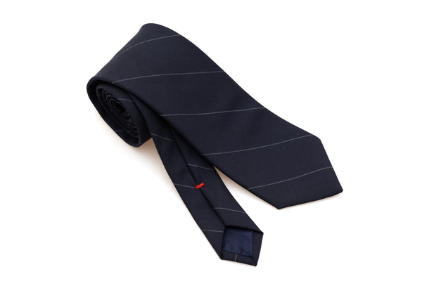 Dark blue tie with thin stripes pure wool