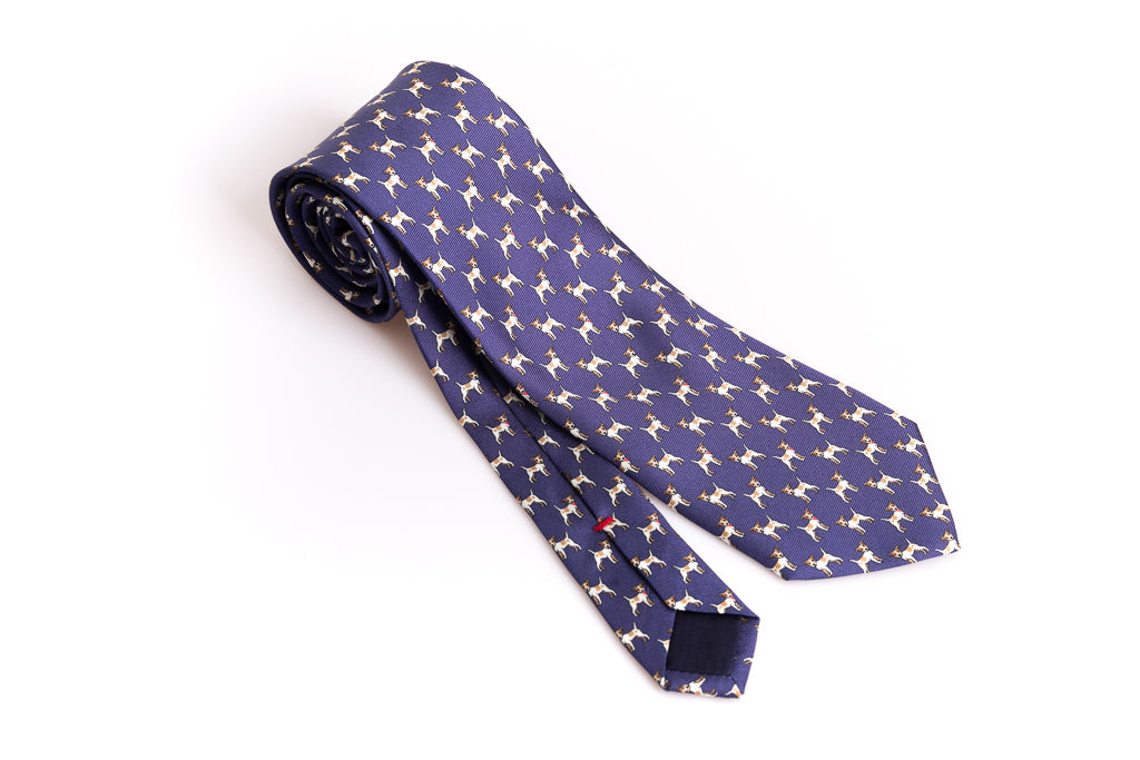 Blue tie with pure silk pattern