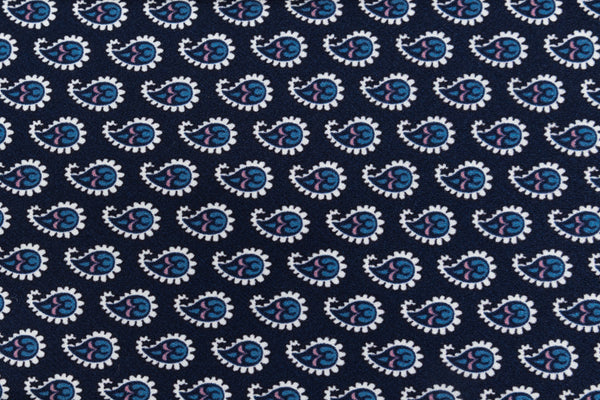 Blue tie with patterned drops in pure silk