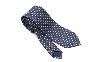 Light geometric patterned blue tie 100% silk