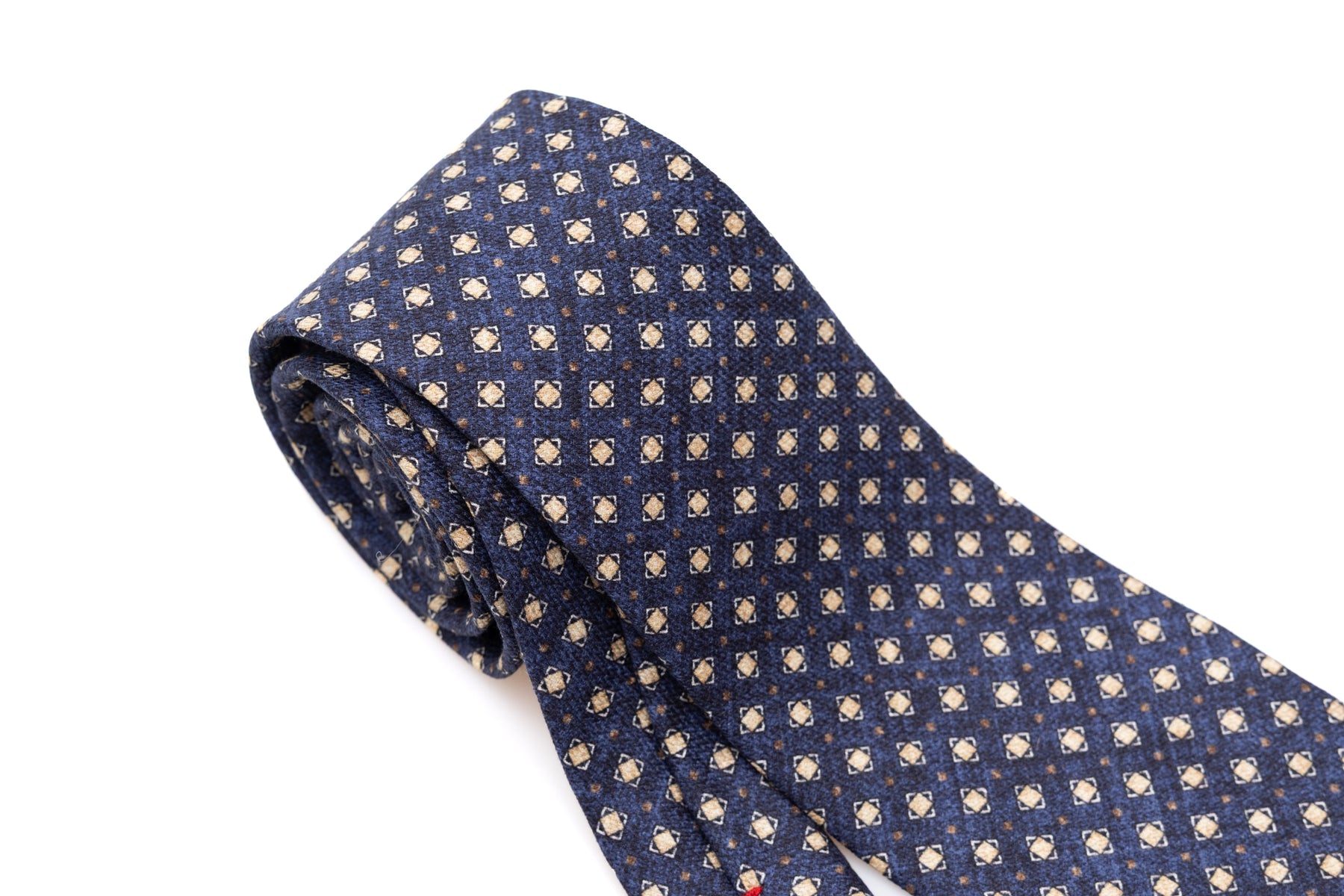 Light geometric patterned blue tie 100% silk