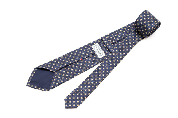 Light geometric patterned blue tie 100% silk
