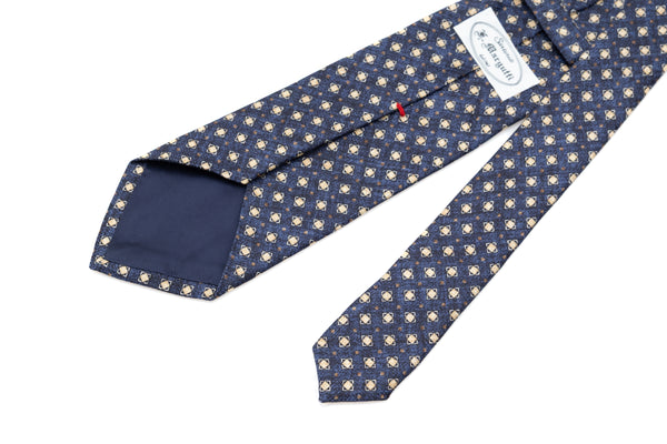 Light geometric patterned blue tie 100% silk