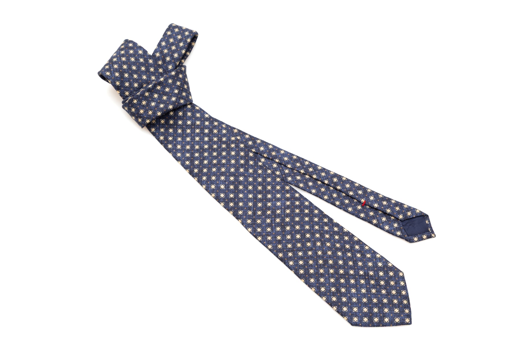 Light geometric patterned blue tie 100% silk