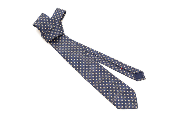 Light geometric patterned blue tie 100% silk