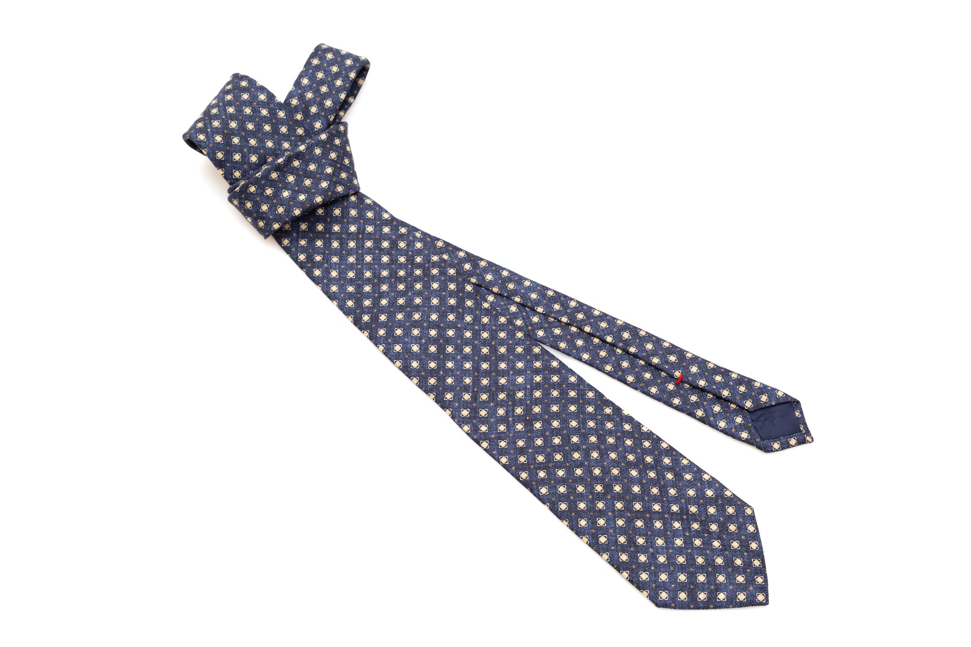 Light geometric patterned blue tie 100% silk
