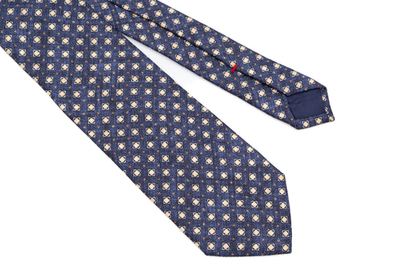 Light geometric pattern blue tie 100% silk
