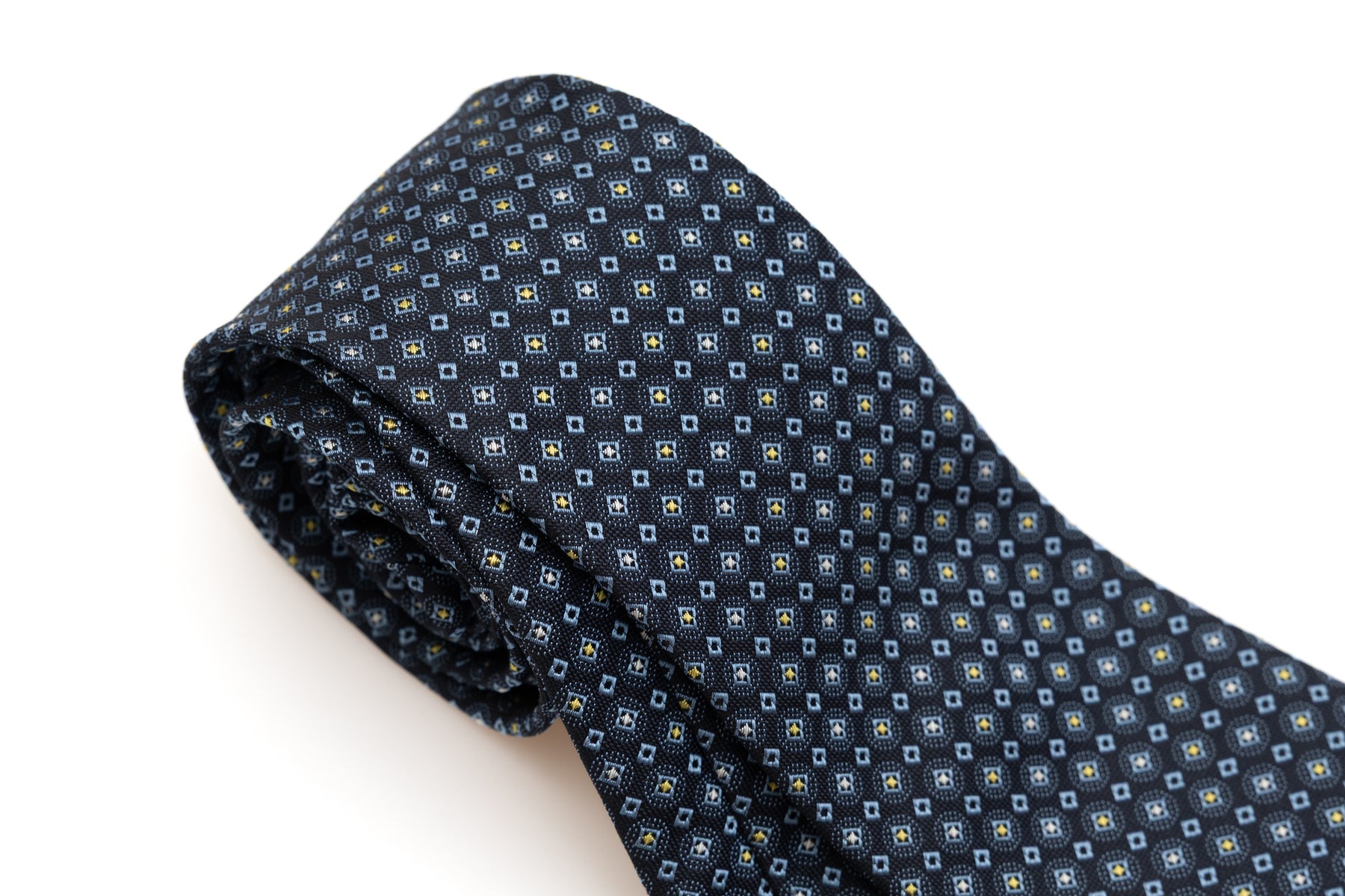 Blauwe stropdas met lichtblauw patroon 100% zijde