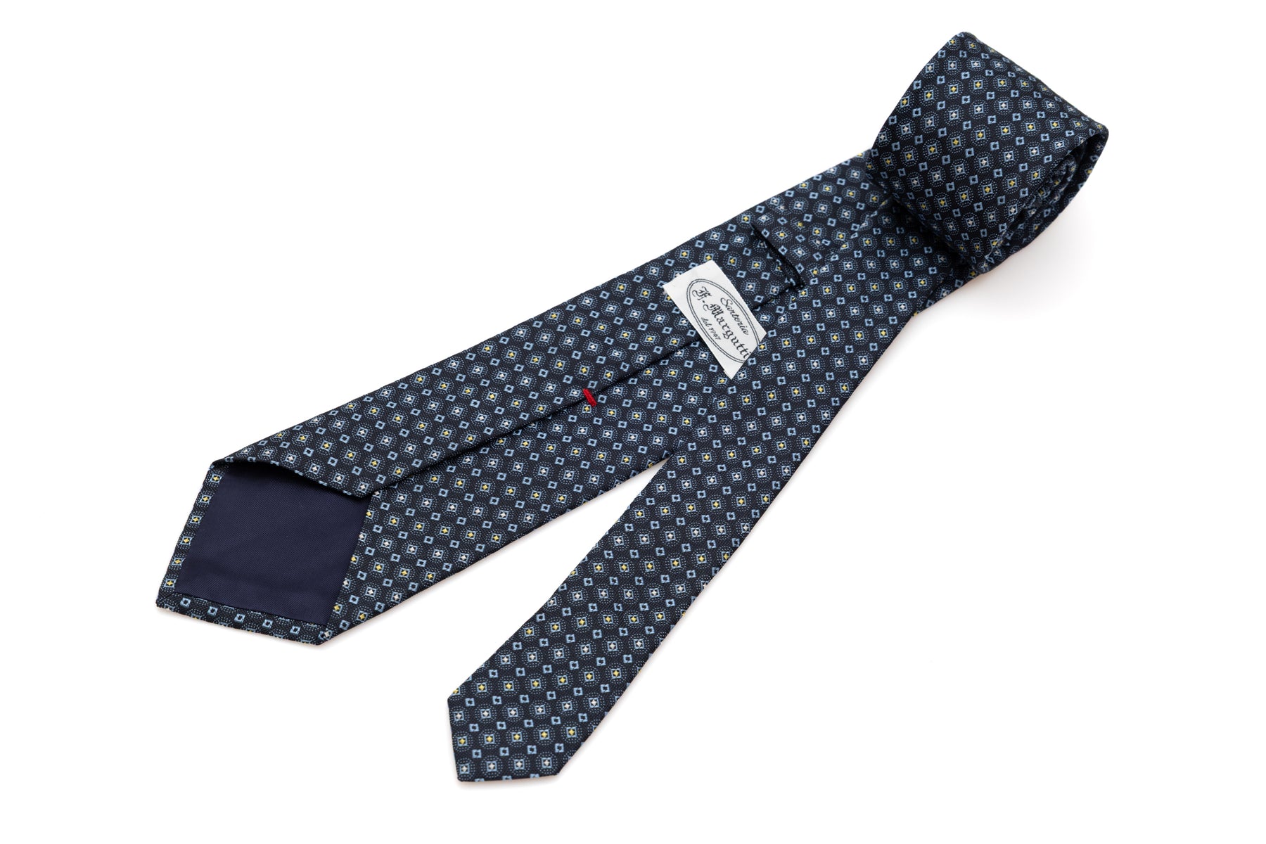 Cravatta blu in fantasia celeste 100% seta