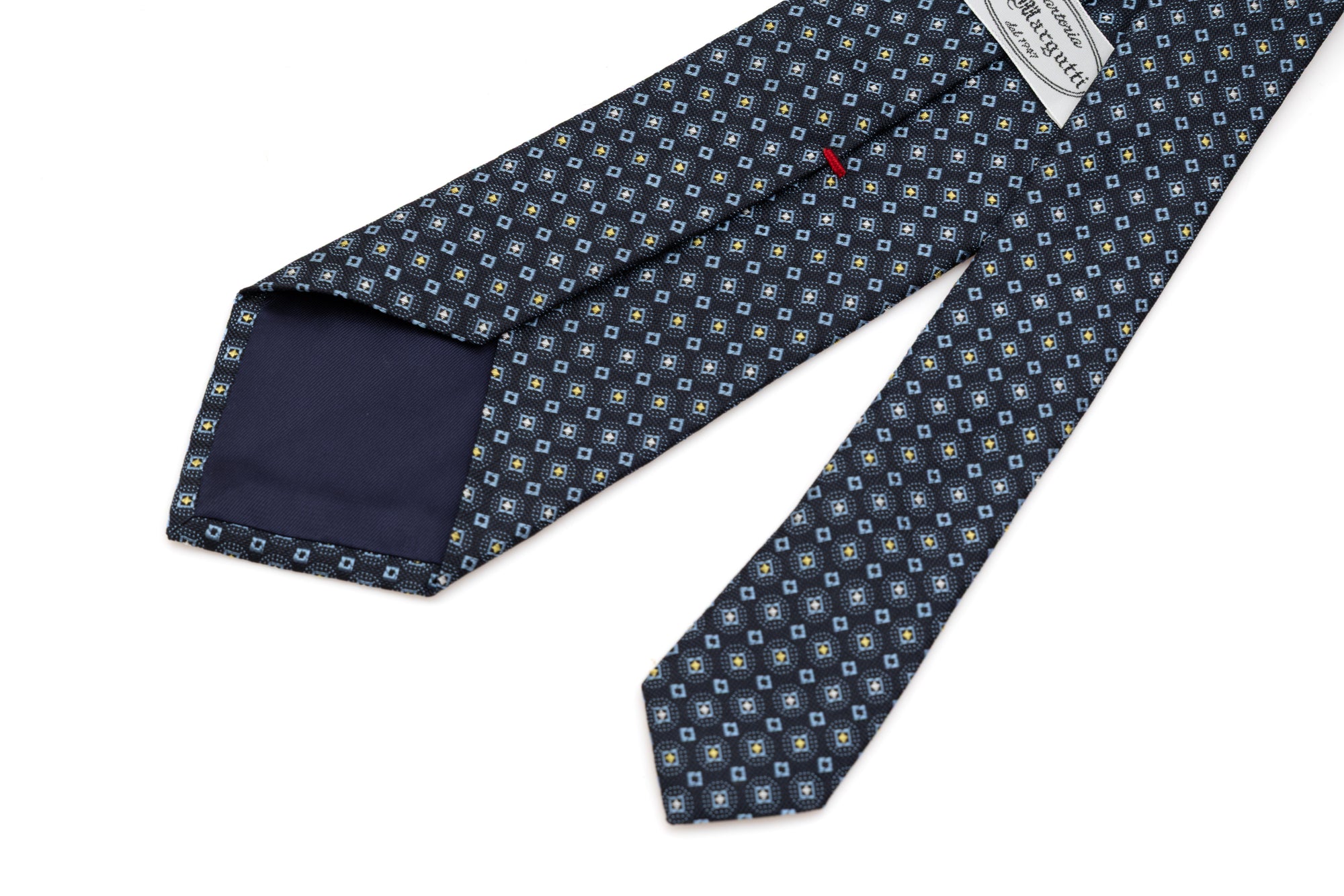 Cravatta blu in fantasia celeste 100% seta