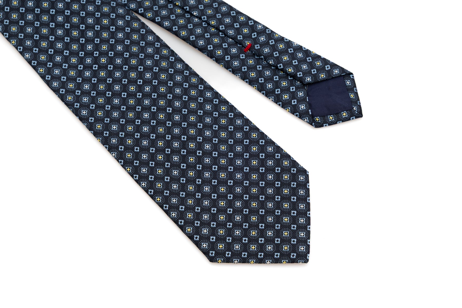 Cravatta blu in fantasia celeste 100% seta