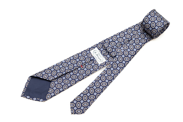 Blue tie with geometry 100% silk