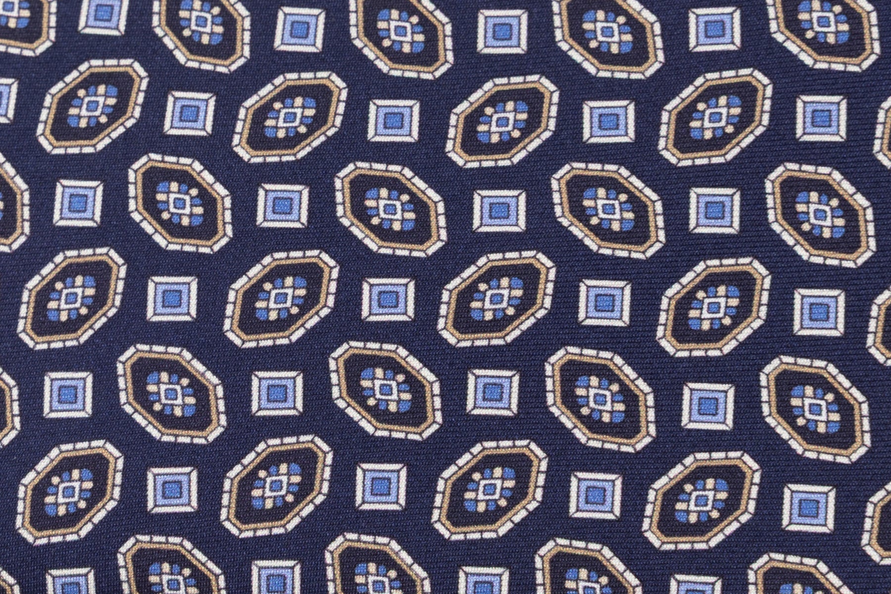 Blue tie with geometry 100% silk