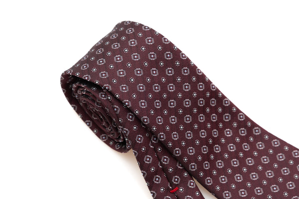 Burgundy Tie in Geometric Pattern Pure Silk