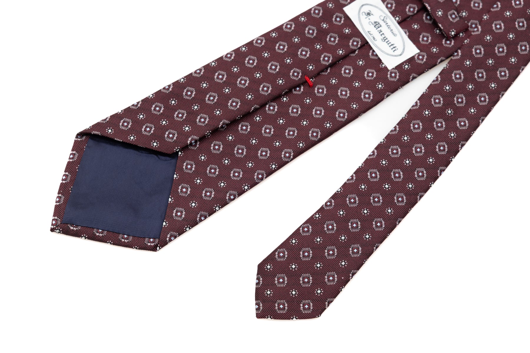 Burgundy Tie in Geometric Pattern Pure Silk