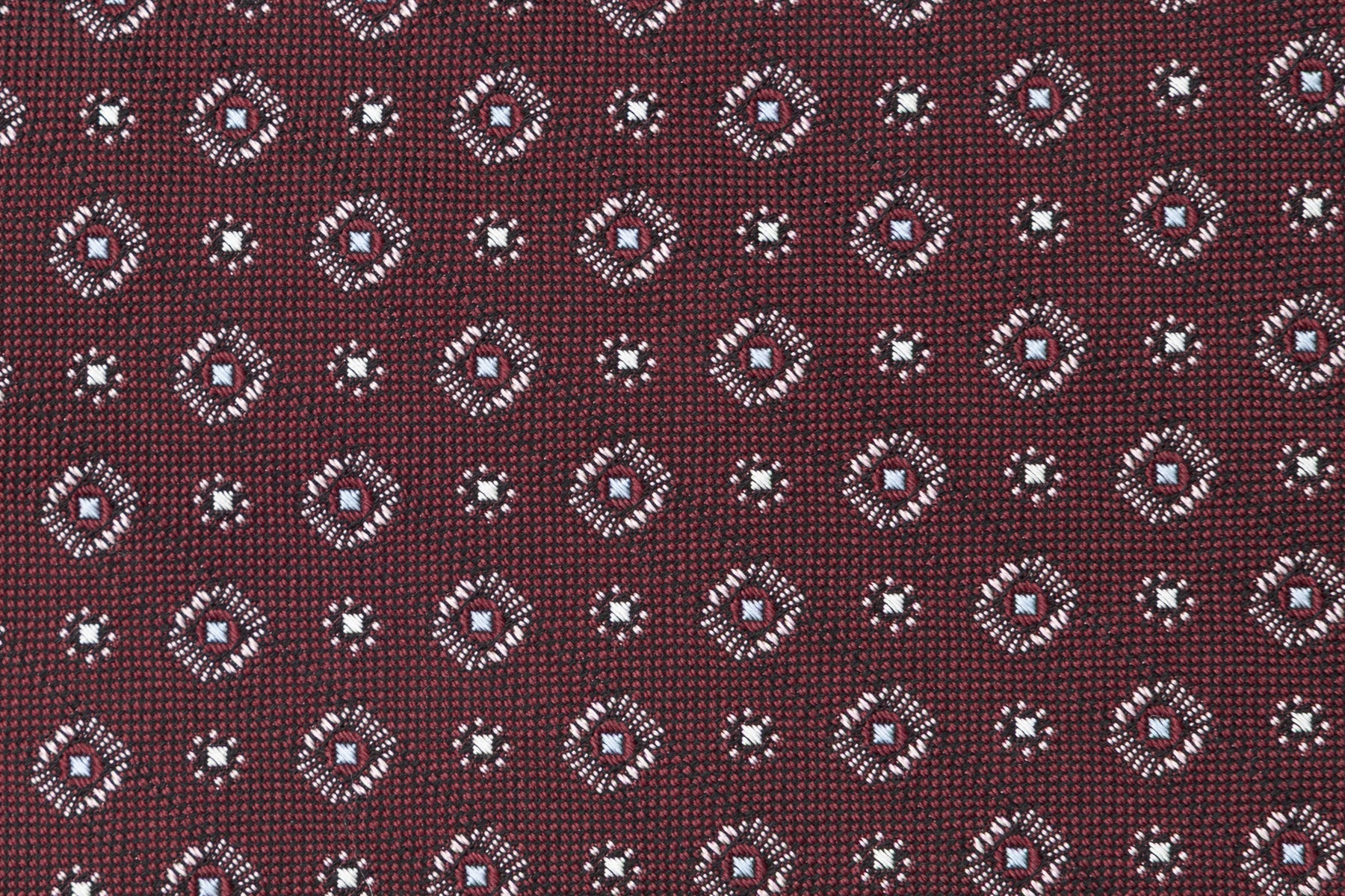 Burgundy tie in geometric pattern pure silk