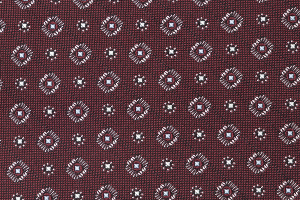 Burgundy tie in geometric pattern pure silk