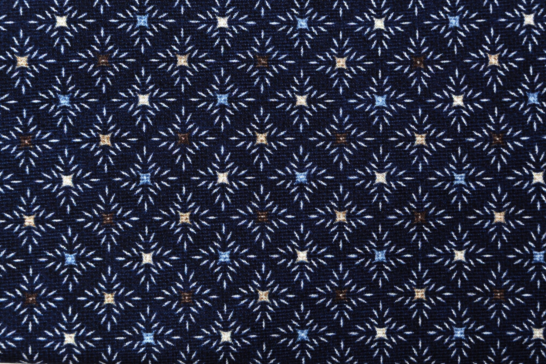 Blue tie with colorful geometric pattern pure silk