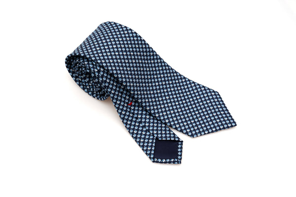 Blue tie with apples pure silk