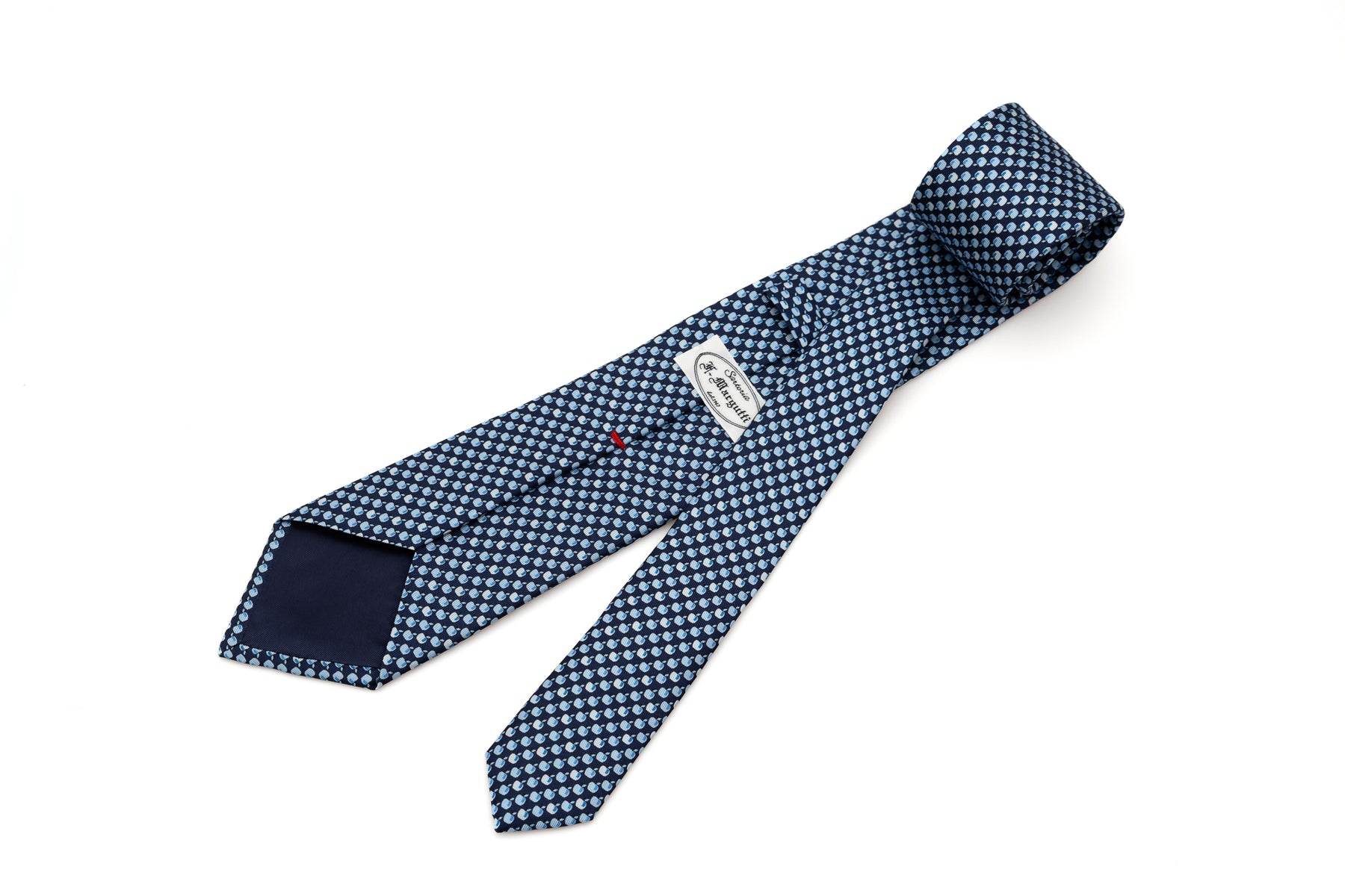 Blue tie with apples pure silk