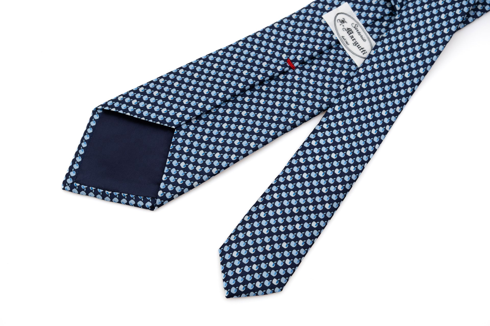 Blue tie with apples pure silk