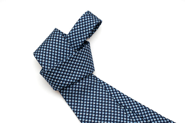Blue tie with apples pure silk
