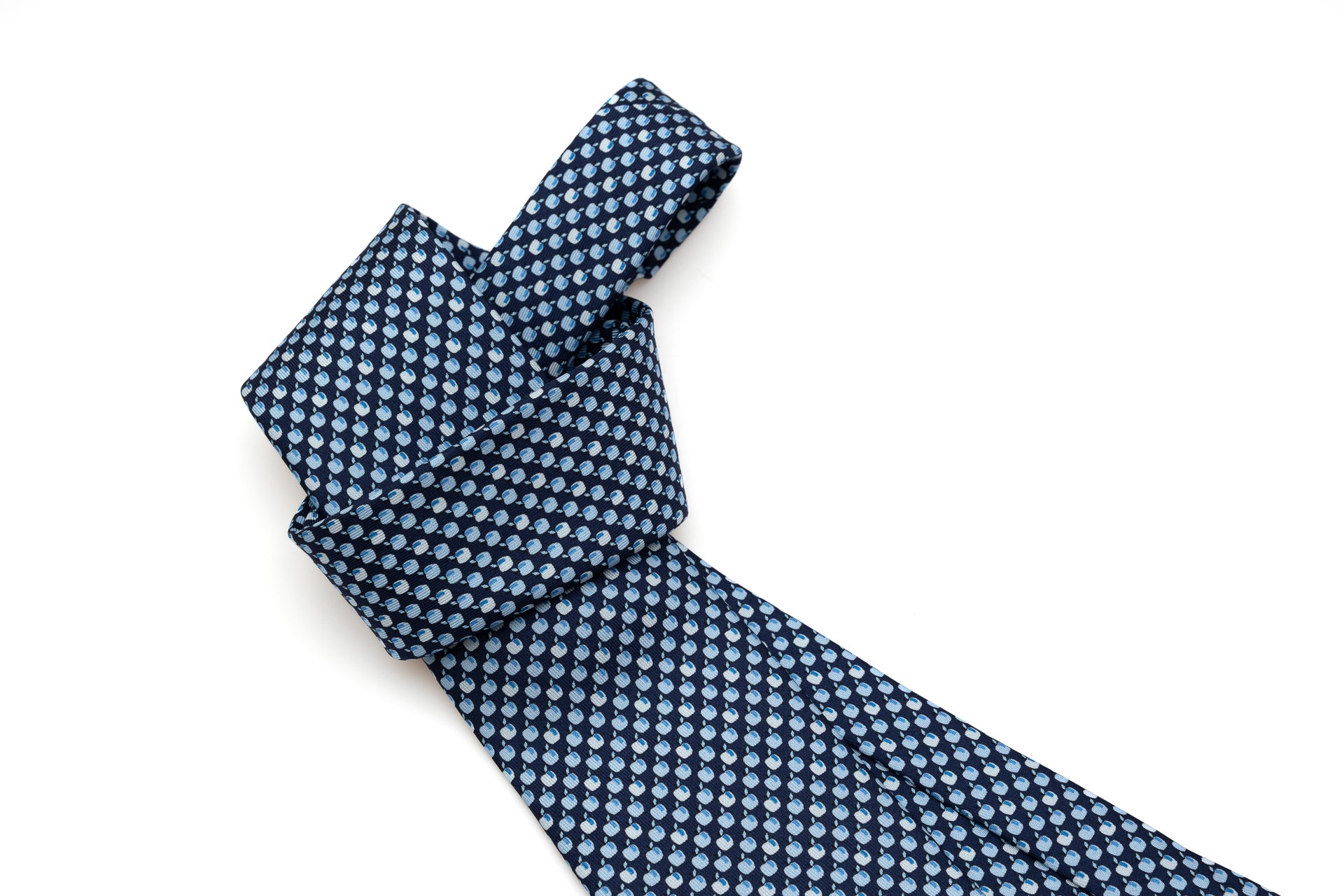 Blue tie with apples pure silk