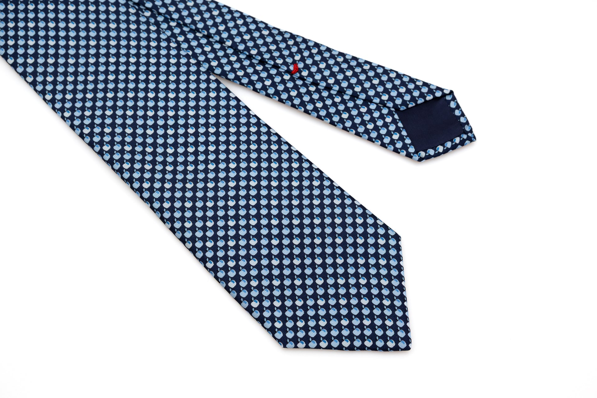 Blue tie with apples pure silk