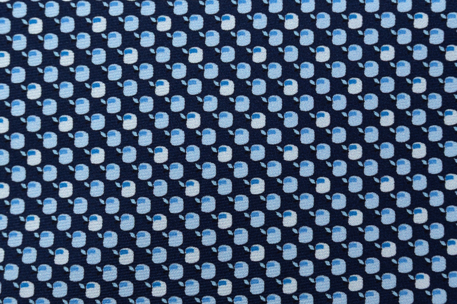 Blue tie with apples pure silk
