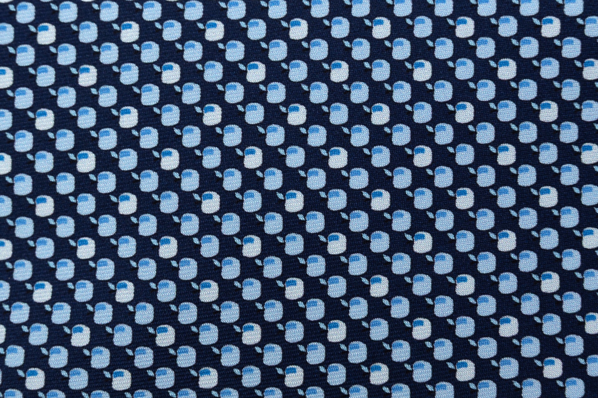 Blue tie with apples pure silk