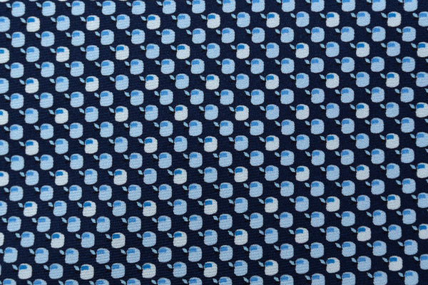 Blue tie with apples pure silk