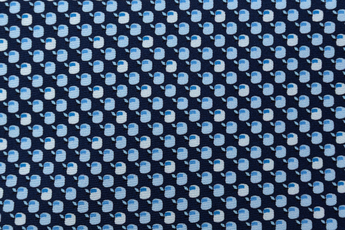 Blue tie with apples pure silk
