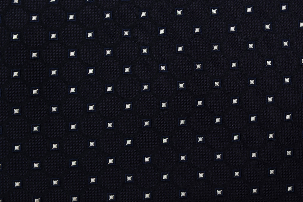 Navy blue tie with micro geometric pattern 100% silk