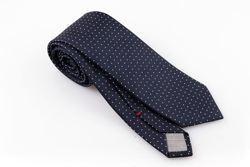 Cravatta artigianale sartoria fatta a mano blu