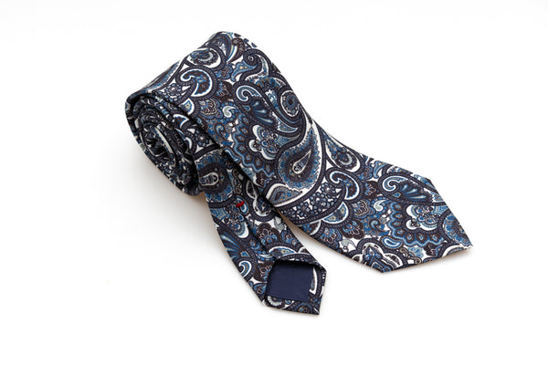 Blue and Light Blue Patterned Silk Tie