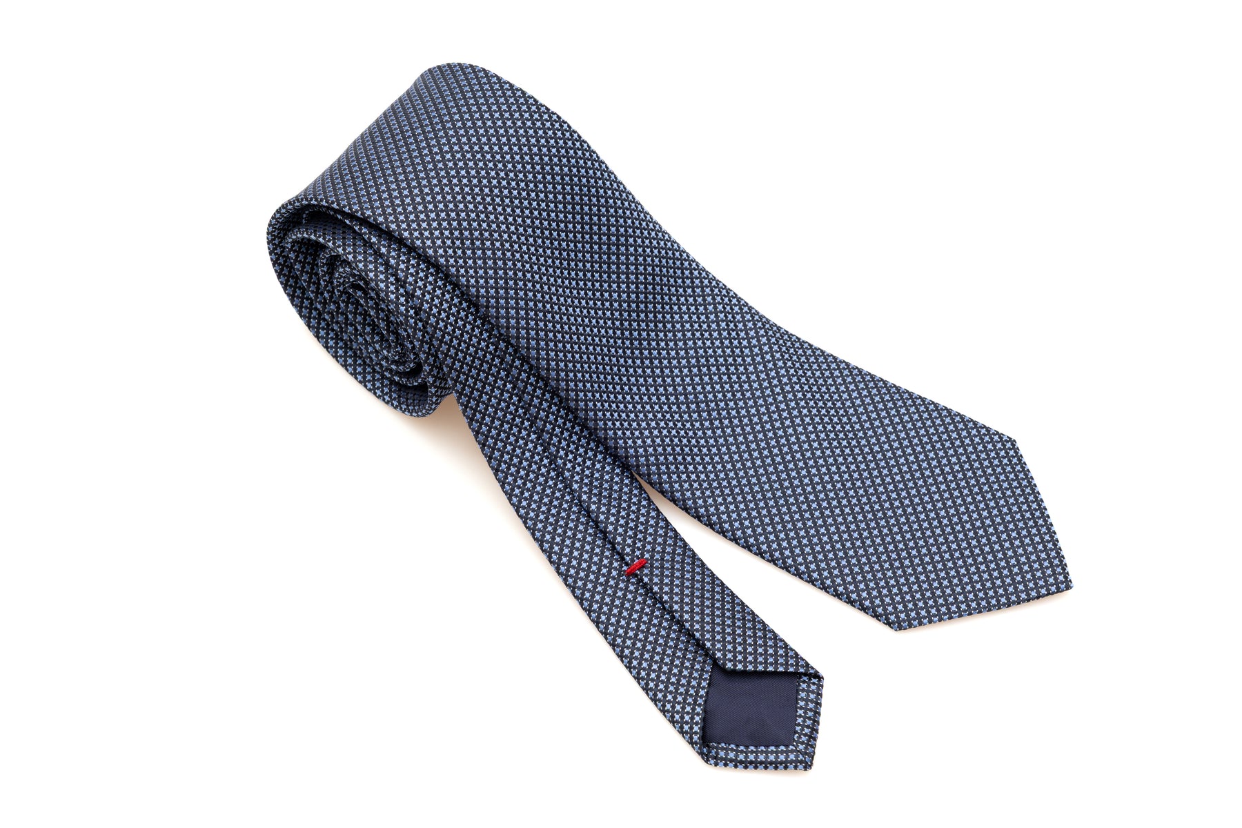 Cravate bleue avec motif brodé bleu clair 100% soie