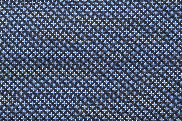 Cravatta blu con motivo ricamato azzurro 100% seta