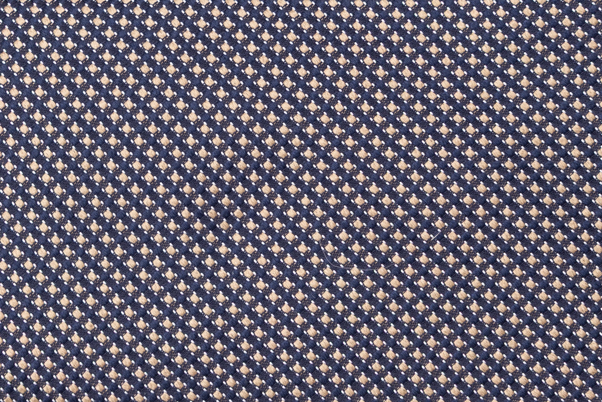 Blue tie with embroidered yellow polka dots