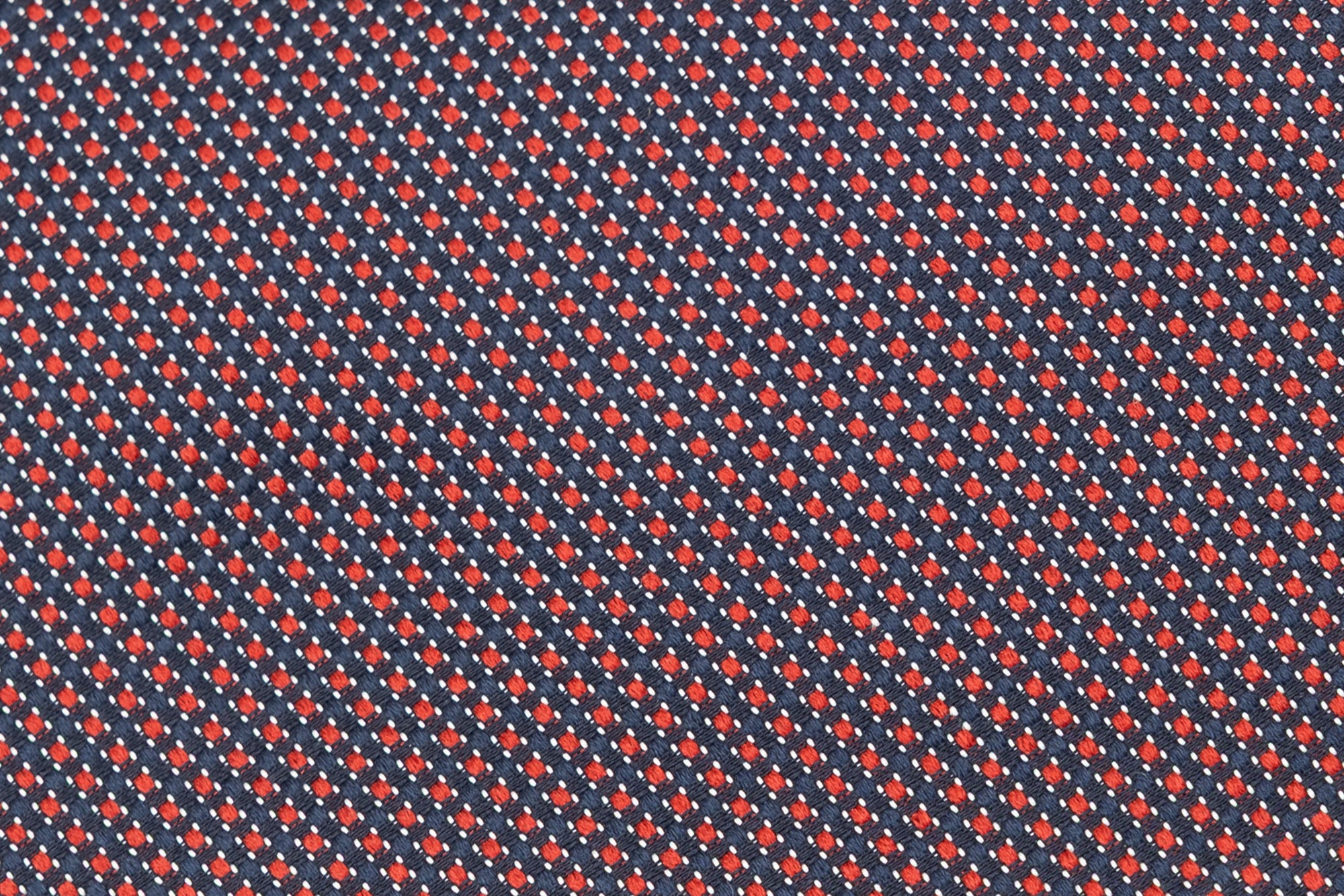Corbata de fondo azul con lunares rojos bordados de seda pura
