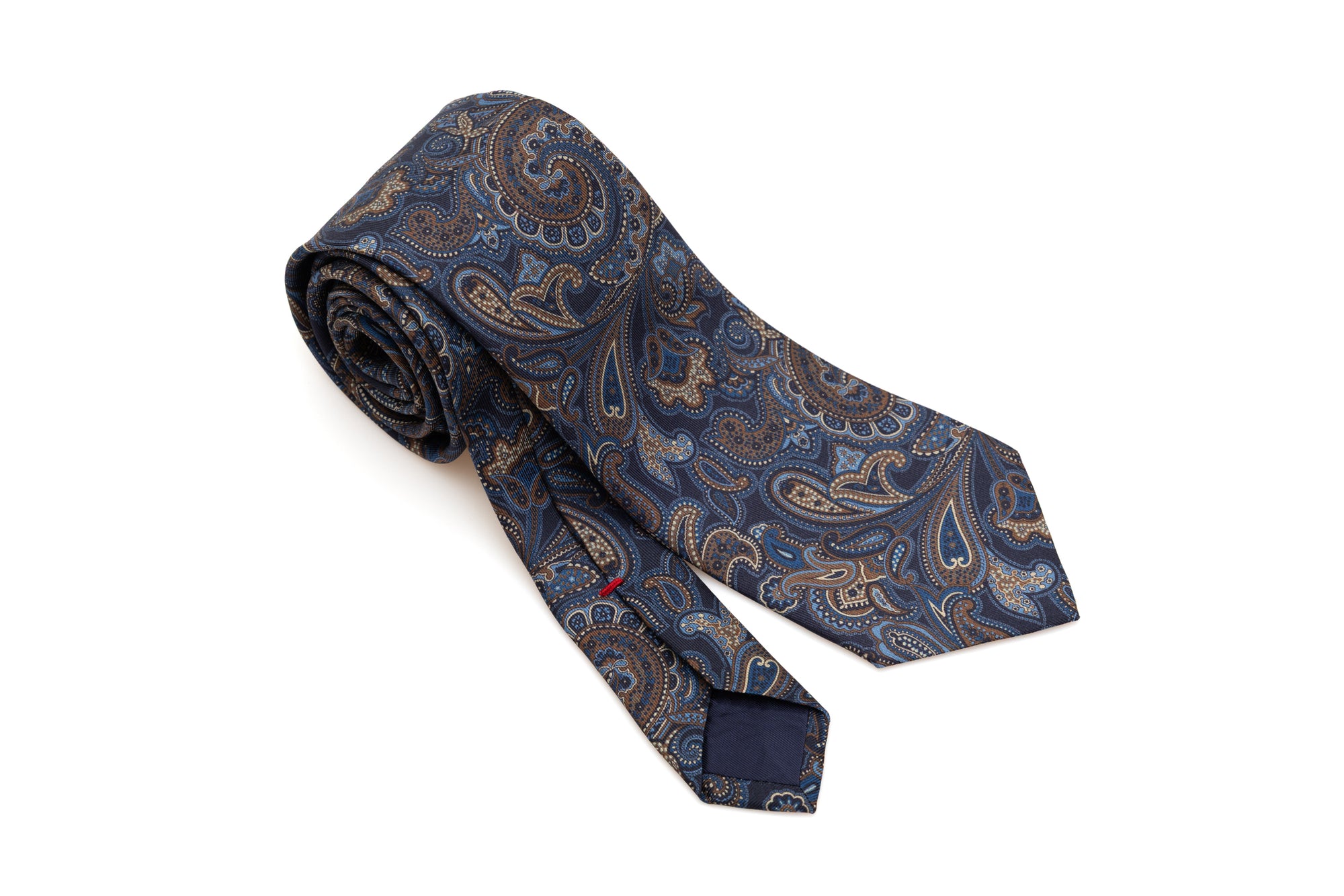 Cravatta sfondo blu con motivo paisley seta pura