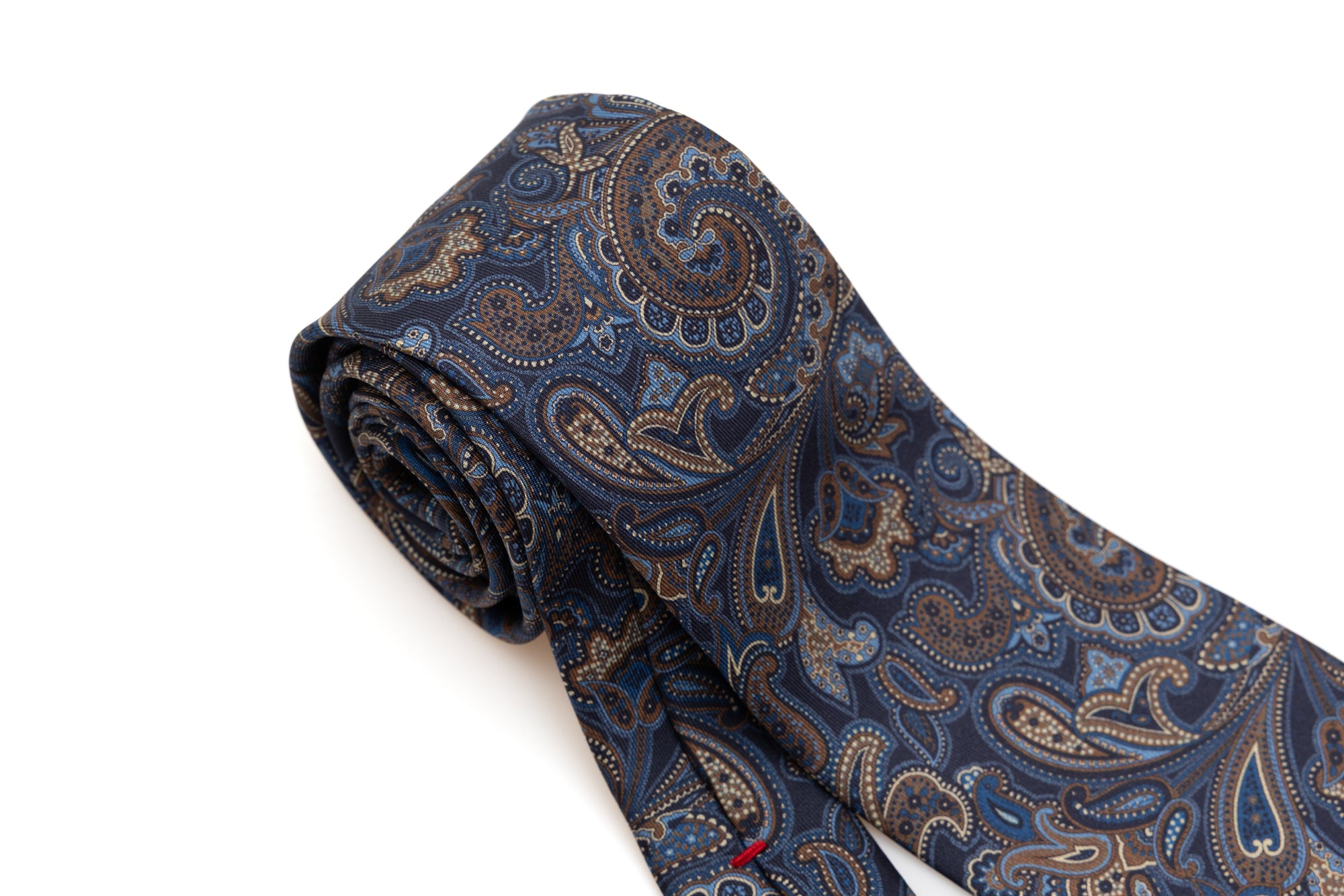 Cravatta sfondo blu con motivo paisley seta pura