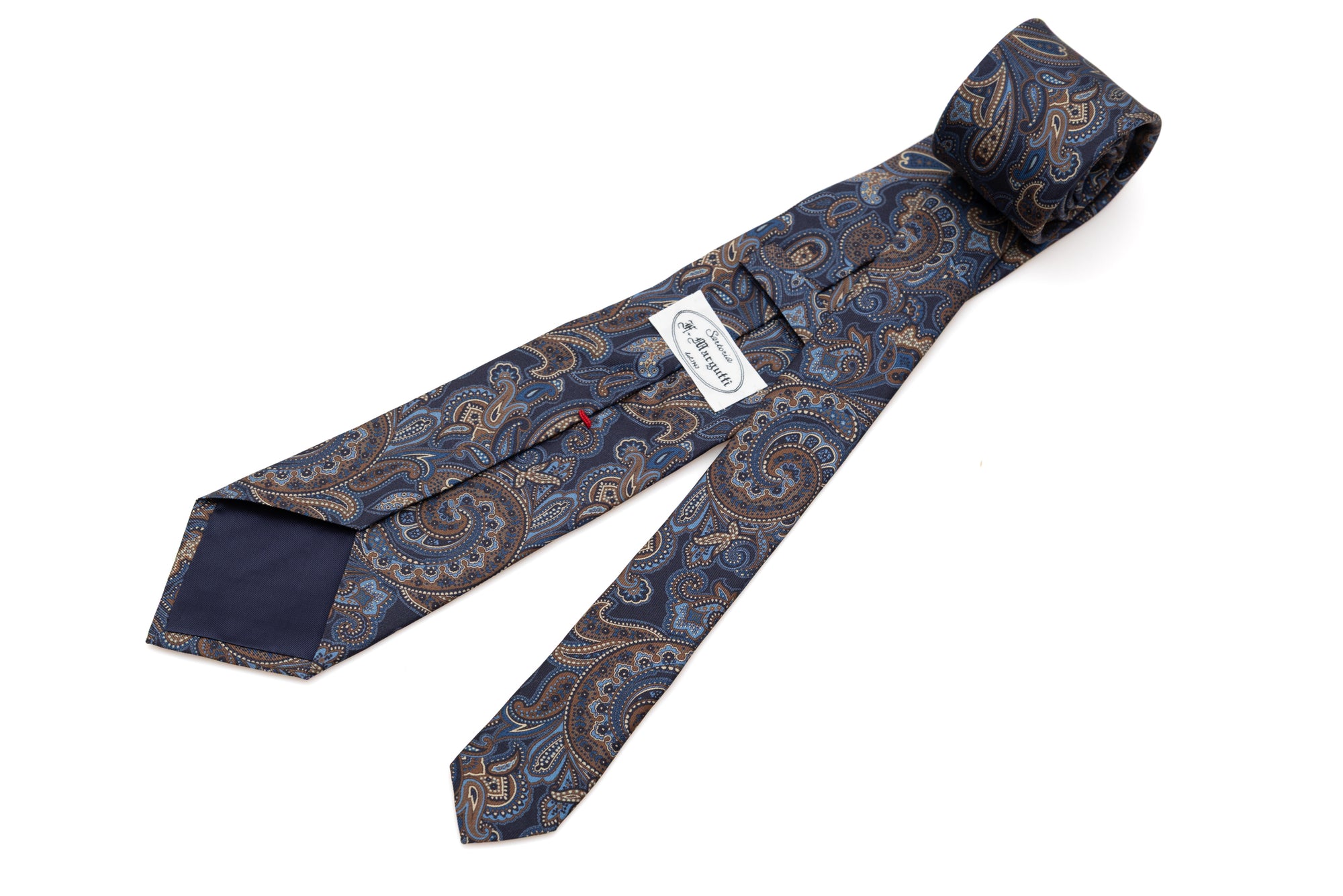 Blue background tie with paisley pattern pure silk
