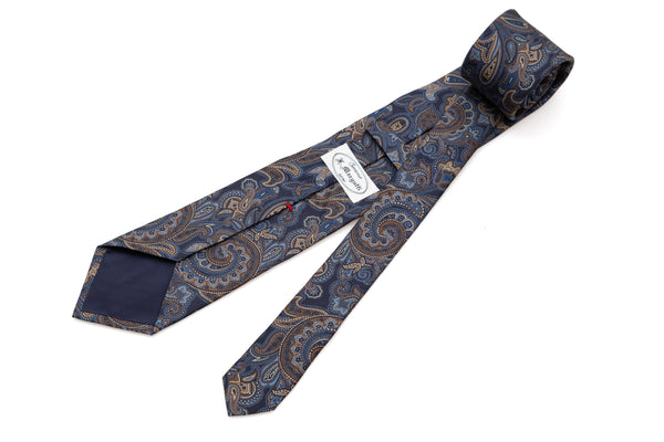 Blue background tie with paisley pattern pure silk